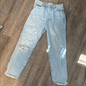 Light Blue Distressed Wide Leg Jeans